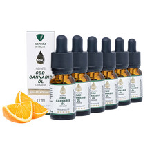 Vorteilspack: 6x  Reines CBD Cannabis-Öl 10% - Orangenaroma - 12 ml