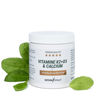 Vitamine K2 + D3 & Calcium - hochdosiert, 150 g, Natura Vitalis